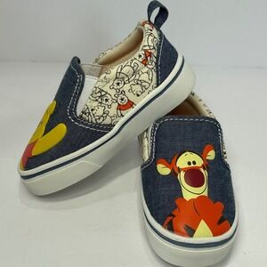 Disney Baby Winnie the Pooh Tigger Slip On Sneakers Blue Denim Toddler Size 5